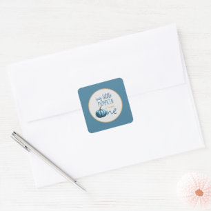 Unser kleiner Pumpkin Blue 1. Geburtstag Quadratischer Aufkleber