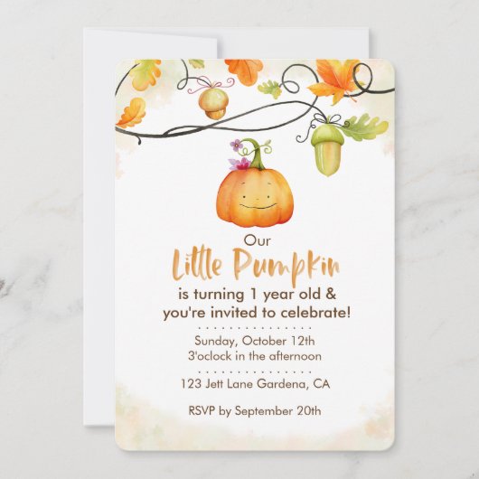 Unser kleiner Pumpkin Einladung (Vorderseite)