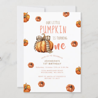 Unser kleiner Pumpkin erster Geburtstag Bow Pumpki Einladung