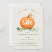 Unser kleiner Pumpkin erster Geburtstag Einladung (Vorderseite)