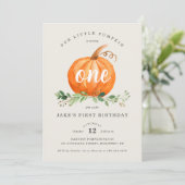 Unser kleiner Pumpkin erster Geburtstag Einladung (Stehend Vorderseite)