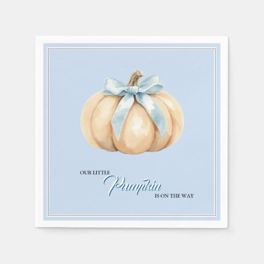 Unser kleiner Pumpkin Fall Baby Dusche Blue Baby B Serviette (Vorderseite)