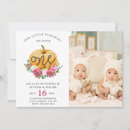 Unser kleiner Pumpkin Fall Floral 1. Zehn Geburtst Einladung