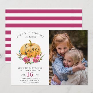 Unser kleiner Pumpkin Fall Floral 5. Zehn Geburtst Einladung