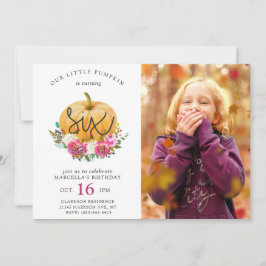 Unser kleiner Pumpkin Fall Floral 6. Geburtstag Einladung