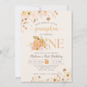 Unser kleiner Pumpkin Fall Floral Pumpkin Geburtst Einladung (Vorderseite)