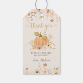 Unser kleiner Pumpkin Fall Floral Pumpkin Vielen D Geschenkanhänger (Rückseite)