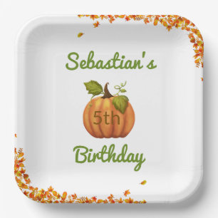 Unser kleiner Pumpkin Fall Geburtstag Pappteller