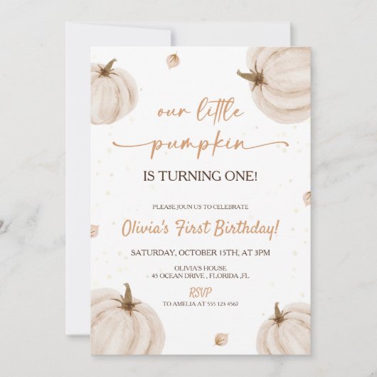 Unser kleiner Pumpkin Geburtstag Einladung (Vorderseite)