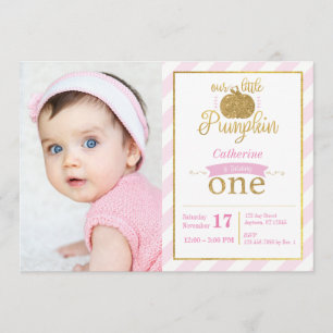 Unser kleiner Pumpkin Gold/Pink Geburtstag lädt Fo Einladung