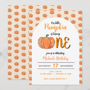 Unser kleiner Pumpkin Modern Fall Geburtstag Einladung