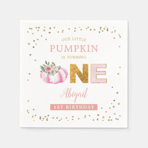 Unser kleiner Pumpkin Pink Gold Floral erster Gebu Serviette