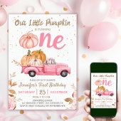 Unser kleiner Pumpkin | Pink Truck Girl 1. Geburts Einladung