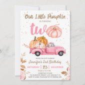 Unser kleiner Pumpkin | Pink Truck Girl 2. Geburts Einladung (Vorderseite)