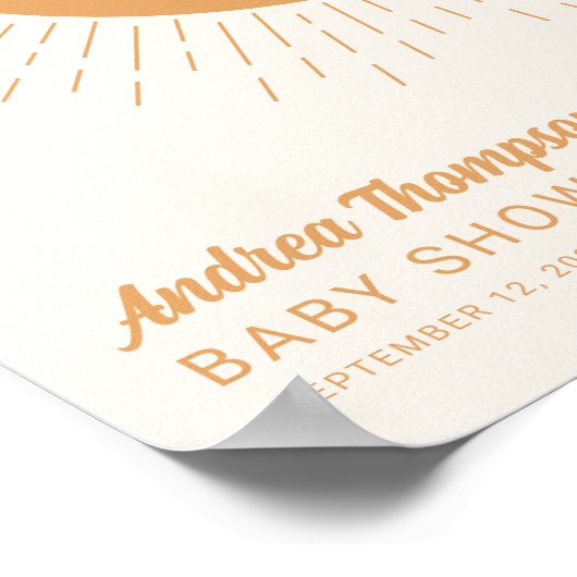 Unser kleiner Ray of Sunshine Boho Yellow Baby Sho Poster (Ecke)