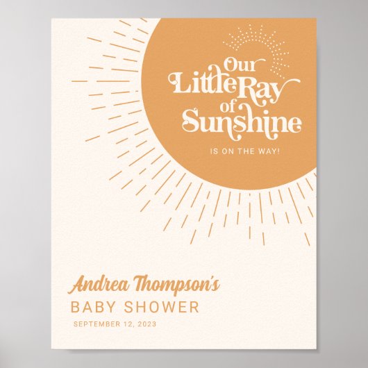 Unser kleiner Ray of Sunshine Boho Yellow Baby Sho Poster (Vorne)