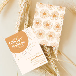 Unser kleiner Ray von Sunshine Boho Babydusche Einladung