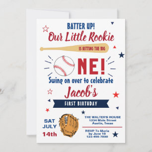 Unser kleiner Rookie Baseball Geburtstag Einladung