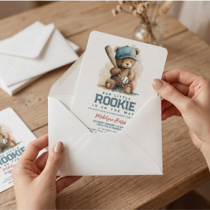 Unser kleiner Rookie-Sport-Teddybär-Baby-Empfang Einladung
