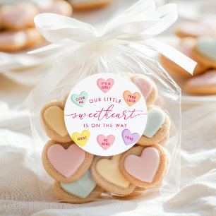 Unser kleiner Schatz Candy Hearts Baby Shower Runder Aufkleber