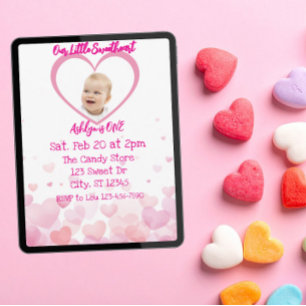 Unser kleiner Schatz ist EINS, hearts 1. Geburtsta Einladung