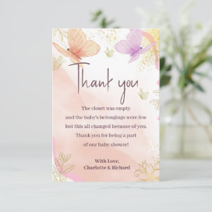 Unser kleiner Schmetterling Wasserfarben Pink Lila Dankeskarte