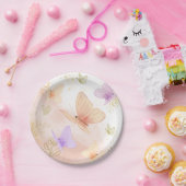 Unser kleiner Schmetterling Wasserfarben Pink Lila Pappteller (Party)