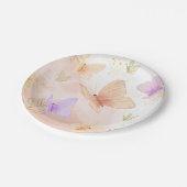 Unser kleiner Schmetterling Wasserfarben Pink Lila Pappteller (Schrägansicht)