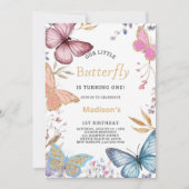 Unser kleiner Schmetterling zum ersten Geburtstag Einladung (Vorderseite)