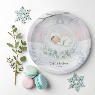 Unser kleiner Schneebaby ist auf dem Weg Winter An Pappteller