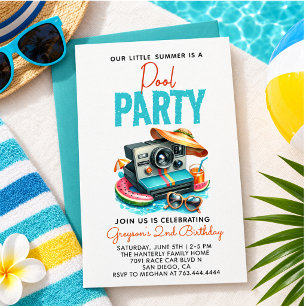 unser kleiner Sommer ist Poolparty zum 2. Geburtst Einladung