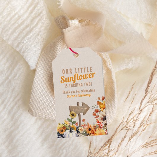 Unser kleiner Sonnenblumenbetrieb fällt zum Geburt Geschenkanhänger