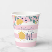 Unser kleiner Sonnenschein, Blume, rosa Streifen z Pappbecher (Vorderseite)