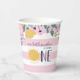Unser kleiner Sonnenschein, Blume, rosa Streifen z Pappbecher