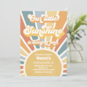 Unser kleiner Sonnenschein dreht einen 1. Geburtst Einladung (Stehend Vorderseite)