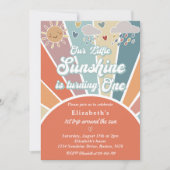 Unser kleiner Sonnenschein dreht einen 1. Geburtst Einladung (Vorderseite)