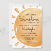 Unser kleiner Sonnenschein dreht sich um den 1. Ge Einladung (Vorderseite)