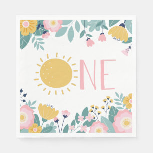 Unser kleiner Sonnenschein Floral, rosa gestreifte Serviette