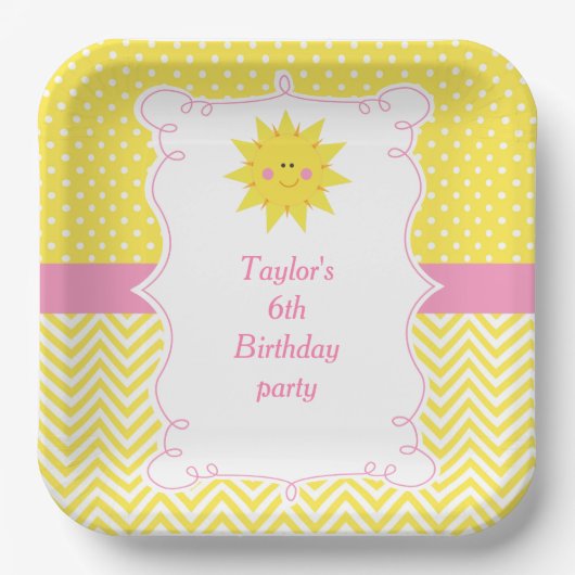 Unser kleiner Sonnenschein Geburtstag Danke Pappteller (Vorderseite)