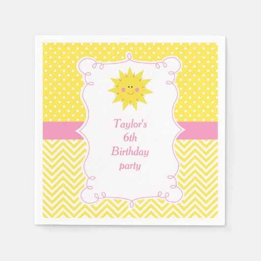 Unser kleiner Sonnenschein Geburtstag Danke Serviette (Vorderseite)