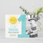 Unser kleiner Sonnenschein-Junge Blue Bow zum erst Einladung (Stehend Vorderseite)