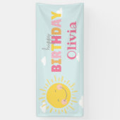 Unser kleiner Sonnenschein pink glücklich zum Gebu Banner (Vertikal)