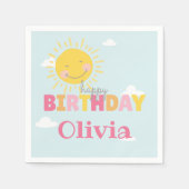 Unser kleiner Sonnenschein pink glücklich zum Gebu Serviette (Vorderseite)