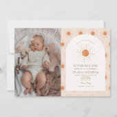 Unser kleiner Sonnenschein Retro Minimal 1. Geburt Einladung (Vorderseite)