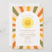 Unser kleiner Sonnenschein Retro Minimal 1. Geburt Einladung (Vorderseite)