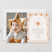 Unser kleiner Sonnenschein Retro Minimal 1. Geburt Einladung (Vorderseite)