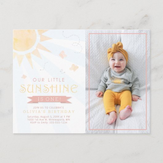 Unser kleiner Sonnenschein-Schmetterling zum Gebur Postkarte (Vorderseite)