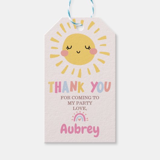 Unser kleiner Sonnenschein zum Geburtstag Danke Geschenkanhänger (Vorderseite)