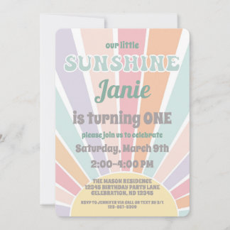 unser kleiner Sonnenstrahl-Retro-Hippie-Geburtstag Einladung