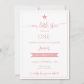 Unser kleiner Star-Geburtstag-Flat-Einladung Pink Einladung (Vorderseite)